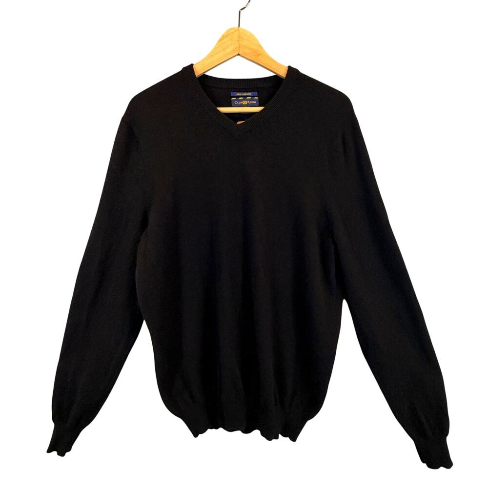 100% Cashmere Club Room Luxury Black V Neck Sweater Size M